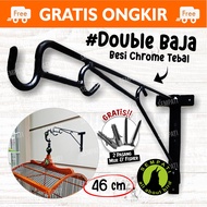 GANTUNGAN Iron Hanger Bird Cage Paste DOUBLE 45cm Hanger Hanger Magpie Cage Flowerpot GTDBL