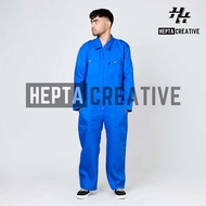 WEARPACK POLOS BIRU COVERALL BAJU BENGKEL MEKANIN KATELPAK