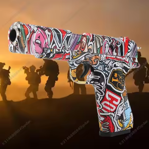 Graffiti Glock Pistol Shell Throwing Soft Shotgun 1911 Manual Loading EVA Boy Eating Chicken Childre