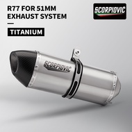 For R3 MT07 FZ1 R6 R15 ZX4R Universal 51mm motorcycle exhaust titanium alloy R77 silencer with DB Ki