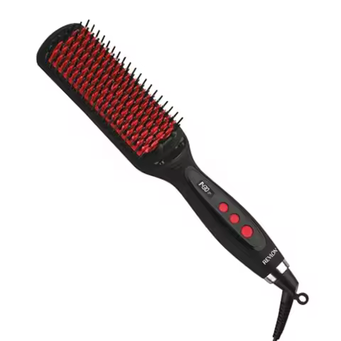 REVLON SmoothStay XL Hair Straightener - Heated Straightening Brush for Silky Straight Long-Lasting 
