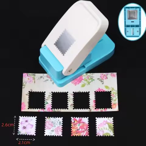 2.6x2.1cm postage stamp board hole punching machine diy scrapbooking decoration cutter wavy square e