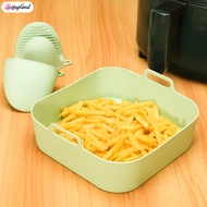 LD หม้อรองหม้อทอด Air Fryer ซิลิโคนกระทะอบขนมสี่เหลี่ยมจุดเครื่องล้างจานพร้อมที่จับและยกขึ้น