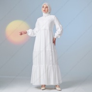 BAJU GAMIS PUTIH WANITA SIMPLE ELEGAN DAN MEWAH | GAMIS PUTIH BRUKAT