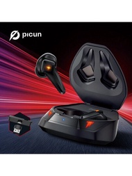 Picun V1遊戲耳塞,15ms低延遲2.4ghz Dongle,3d立體聲,無線5.3,ipx4無線耳塞帶降噪麥克風,適用於pc,ps5,ps4,vr
