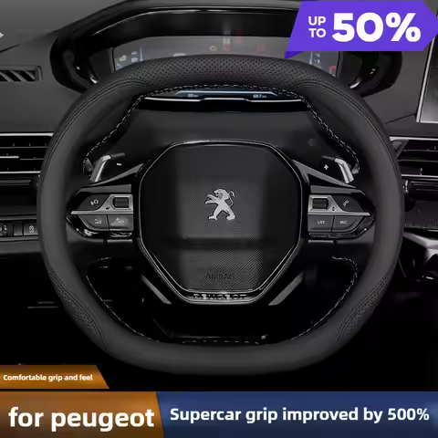 Leather Car Steering Wheel Cover for Peugeot 3008 2008 Rifter 208 5008 Partner Expert 308 SW 408 Hyb