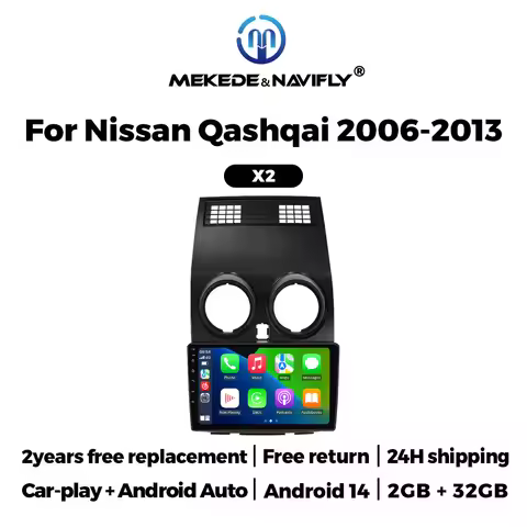 Android 14 Car Radio 2G+32G 9-inch Wireless Carplay AUTO For Nissan Qashqai J10 2006-2013 Navigation