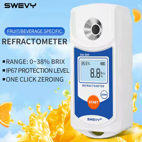 SWEVY SW38A LCD Digital Refractometer Brix Meter Fruit Juice Beverage ATC Sugar Content Measuring In
