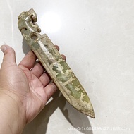 Zhan Han Lao Xiu ดาบหยกเครื่องประดับขนาดเล็กที่จับPatinaมีดหยกโบราณเหรียญหยกเครื่องประดับขนาดเล็กPla