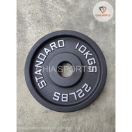 22LB / 10KG Olympic Weight plate 5cm Black Cast Iron Plates Dumbbell Barbell Steel Powerlifting Plat