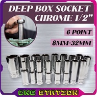 8-32MM Deep Long Socket 1/2 Socket 6 Point Socket Chrome Vanadium Deep Box Socket Deep Long Box Sock