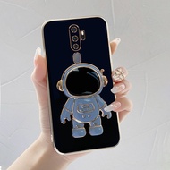 For case Hp OPPO A5 2020 Silicone Electroplating astronaut stand Phone case