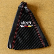 Jdm MUGEN Carbon Fiber View Shift Lever Knob Boot Cover Shift Knob Collars With Red Stitching