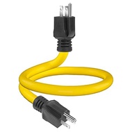 3 PCS 3 Male to Male Extension Cord Yellow Plastic+Metal NEMA 5-15P for Transfer Switch,12AWG 125V (2FT)