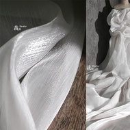 Streamer Water Pattern Gauze White Shiny Glossy Hard Mesh Liquid Silky Wedding Dress Hanfu Designer Fabric