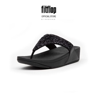 FitFlop LULU Women's Shimmerfoil Toe-Post Sandals - All Black (CJ2-090)