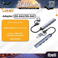 LDNIO DS-64U/DS-64C USB Hub Adapter Dock Station Mini Converter Multiple Ports TYPE C 4 IN 1