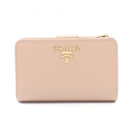 【二手】Prada PRADA 雙折皮夾 SAFFIANO METAL 1ML225 米色 Saffiano 皮革 L 型拉鍊錢包 女士二手 B