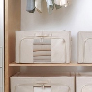 日本霜山 三面開口折疊式衣物收納箱(附透窗)-85L-3入