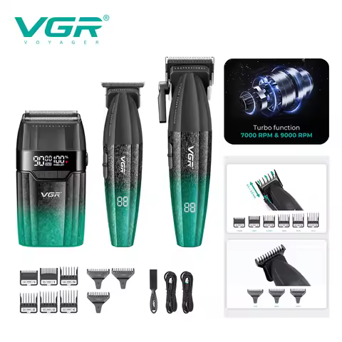 VGR Hair Trimmer Professional Hair Cutting Machine Electric Beard Trimmer Barber Clipper Metal Trimm