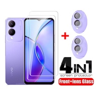 4 in 1 for Vivo Y17 s Y17s Y 17 s 17s 4G 2023 Phone Screen Protector Full Cover Clear Tempered Glass Film Camera Film Lens Protector Glass