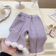 Bộ Đồ Hai Mảnh Dành Cho Bé Gái Mùa Đông Dệt Kim Ted Lót Lông Cừu Dệt Kim Áo Khoác Cardigan Áo Len Qu
