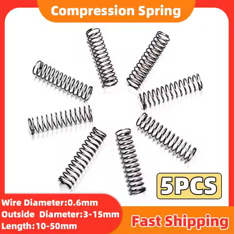 5PCS Compression Coil Sapring Return Spring 65MN Steel Pressure Springs Wire Diameter 0.6mm OD 3-15m