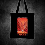 EXPLORE THE CRIMSON CANYONS MARS (SPACE VINTAGE TRAVEL) Printed tote bag canvas