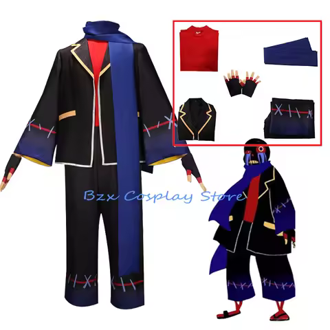 Game Error Sans Cosplay Costume Anime Frisk Blue Trench Pants Uniform Suit and Scarft Set Halloween 