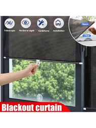 1個萬用滾動捲簾吸盤遮陽罩免釘遮光窗簾,適用於汽車臥室廚房辦公室窗戶遮光窗簾