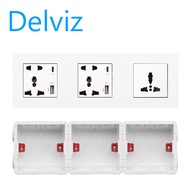 DELVIZ [European socket US socket UK socket] 3-hole socket + dual PD 18W 3100MA five-hole power wall