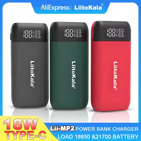 LiitoKala Lii-MP2 Dual Bay 18650/21700 Charger & QC3.0 PD3.0 Power Bank (No Battery)Input/Output Dig