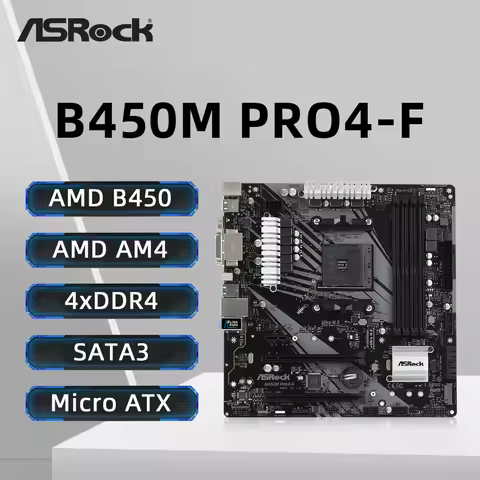 ASRock B450M PRO4-F Motherboard 4xDDR4 DIMM M.2 NVME PCIe 3.0 AM4 Mainboard Support Ryzen 5 5600 560