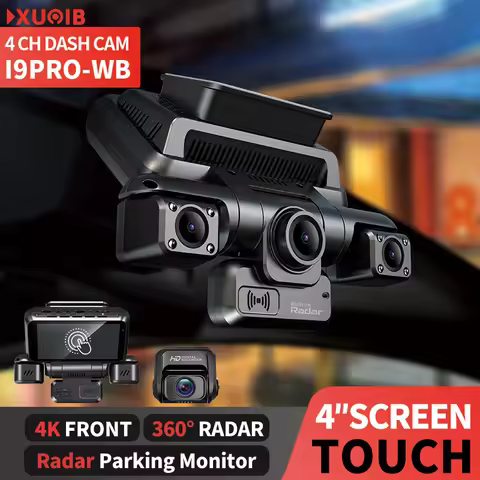 XUOIB i9pro-WB 4CH 360° Dash Cam 4K with 4'' Touch Screen Dash Car Camera 24H Parking Mode WiFi GPS 