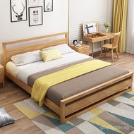 Hotel B&B Apartment Universal Solid Wood Bed Nordic Style Bedroom Furniture Natural Wood Color1.2Ric