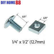 Skru Rak Besi Lubang Roofing Bolt and Nut (1/4'' x 1/2'') / Screw Bolts and Nuts for Slotted Angle Bar