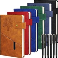 Cholemy 12 Pieces Tree Life A5 Lined Leather Journal Notebooks with Ballpoint Pen, 200 Pages Refillable Hardcover Notebooks for Men Women Office, Business, Travel Writing, 100gsm Paper, 5.9" x 8.4"