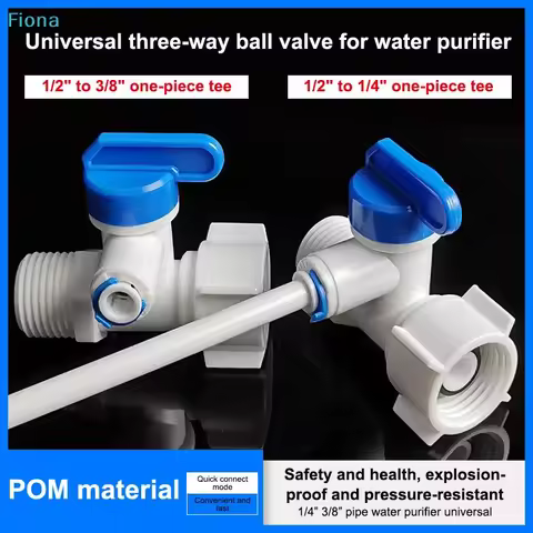 ⛟1/2 Thread To 1/4 3/8 Quick Connect Water Purifier Diverter Valve RO Feed Ball Valve For RO Water F