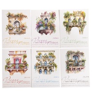(1BD) transparent sticker with European balcony terrace motif terrace aeries journalingVIENNA