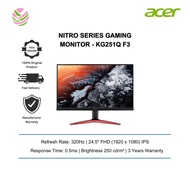 Acer Nitro Series Gaming Monitor (24.5", IPS, 1920 x 1080, 0.5ms, 250cd/m², 320Hz, HDMI, DP) KG251Q 