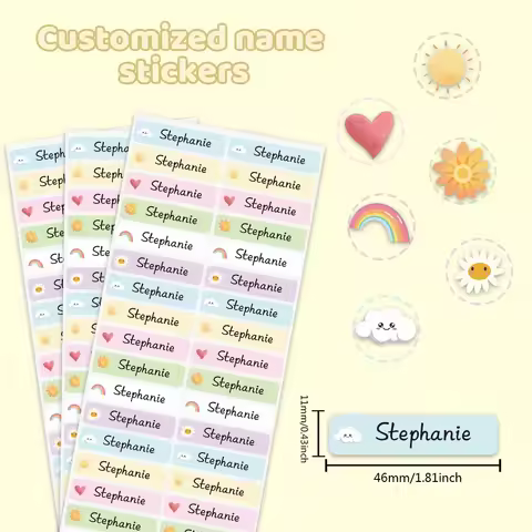 60/120/180/240pcs. Customizable Transparent Name Stickers, 1.81x0.43in, for School/Office. Cute Desi