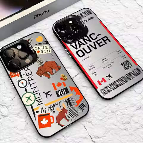 Canadian flight ticket Phone Case For iPhone 17 16 15 14 13 12 11 Pro Max Air Colorful Matte Laser A