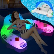 Pool Float with Canopy,Solar Inflatable Pool Floats Chair Pool Chair Lounge Float with Lights, Float