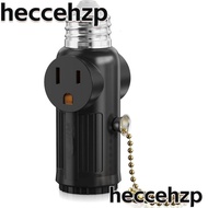 HECCEHZP Light Socket To Plug Adapter, Black 3 Prong Light Light Bulb Socket Adapter, Durable PBT 3 in 1 with Zipper Lamp Changeover Switch Garage