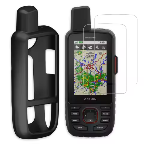 Silicone Case x1, Tempered Glass Screen Protector 3" x2 for Garmin GPSMAP 66i 66s 66st 66sr 67 67i C