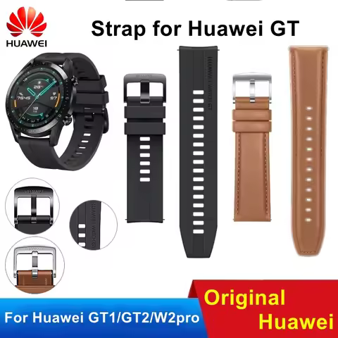 Original Huawei GT2 46mm FKM Rubber Watch Band 22mm Huawei Genuine Leather strap GT Stainless Steel 