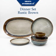 Dinner Set Aesthetic Rustic Brown Porcelain Ceramic | Sanjya Kitchenware 23