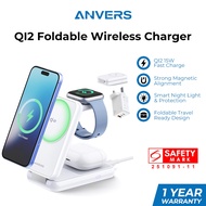 Anvers 3 in 1 Flodable Wireless charger Stand QI2 15W Fast Charging Dock for iPhone/iWatch/Airpods
