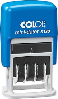 COLOP Mini-Dater S 120, Date in German (ZB 25. NOV. 2025), Blue Print, in Folding Box, 6 x 5 x 2 cm