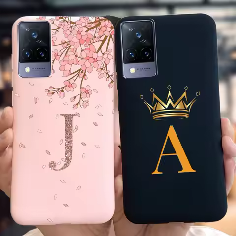 For Vivo V21 5G V2050 Case Stylish Flower Crown Letters Fundas Soft TPU Back Cover For Vivo V21e V 2
